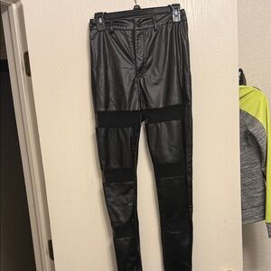 Black Faux Leather Panel Leggings